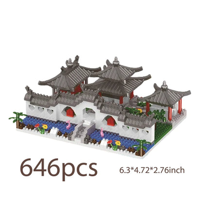 2172PCS Suzhou Garden Building Blocks Chinese Architecture Microparticle Model Educational Toy Christmas Gifts, Birthday Gifts