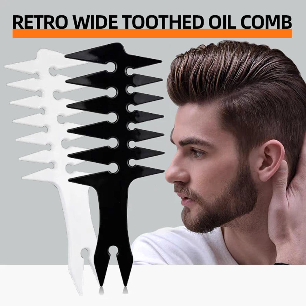 2 Pieces/1 Piece - Men's Retro Double Sided Oil Haircomb - Fishbone Comb Hairdressing Comb Styling Comb - Men's Essential