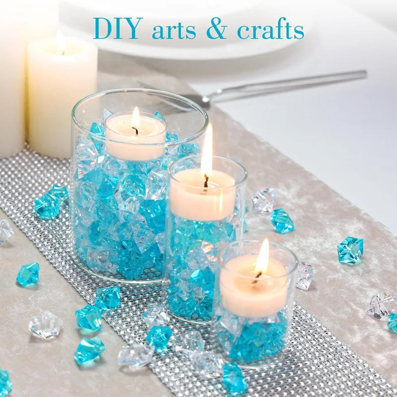 100Pc Blue Pebbles for Decorative Stones and Crystals Plastic Fake Gem Stones Acrylic Ice Rocks Crushed Diamond Stone Home Decor