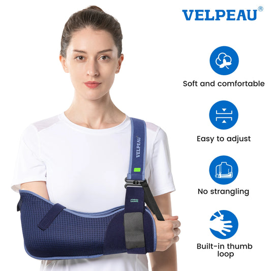 VELPEAU Arm Sling for Rotator Cuff Injury, Broken Hand and Elbow Dislocation, Medical Shoulder Immobilizer Fits Left & Right Arm