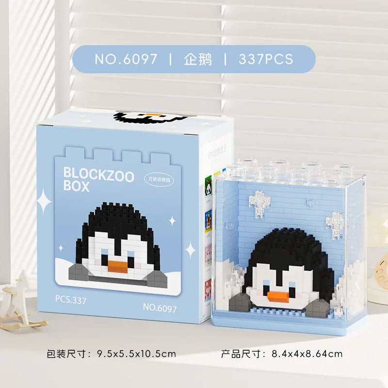 New Cute Zoo Series Fashionable Acrylic Display Box Micro-particle Assembled Building Blocks Toys Educational Gifts