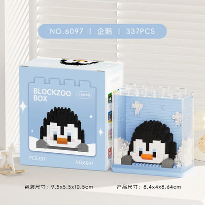 New Cute Zoo Series Fashionable Acrylic Display Box Micro-particle Assembled Building Blocks Toys Educational Gifts