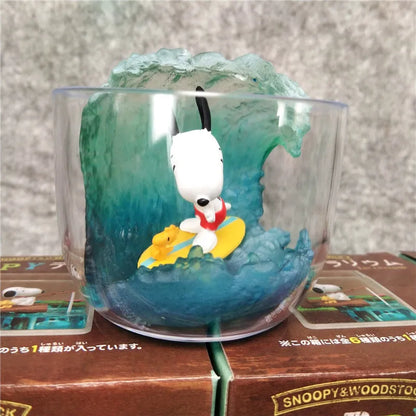 Anime Figures Snoopy Pleasant Holiday Miniature Tourism Scene Blind Box Toy Model Collection Ornament  Birthday Gifts