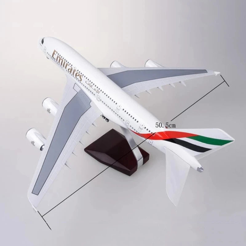 Airbus A380 UAE/Emirates Toy Plane Model 1/160 Scale 18 Inches Large Model Airplane Toy Kits with Stand Airliner Model Plane