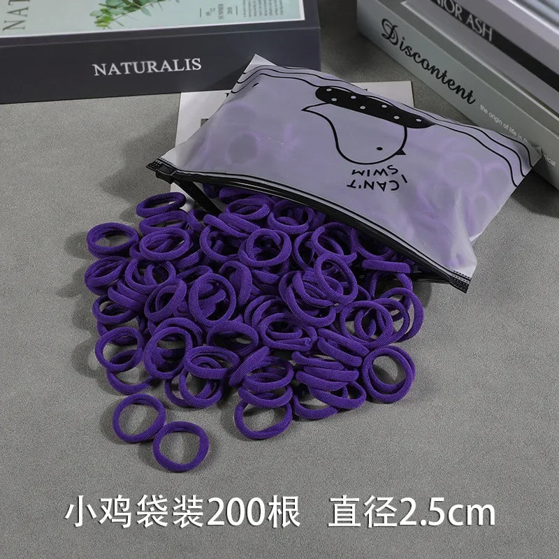 200Pcs Children's Hair Band Headgear Baby Rubber Band Women's Tie Head Girls' Headband High Elasticity Rope Hair Accessories