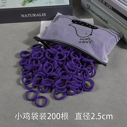 200Pcs Children's Hair Band Headgear Baby Rubber Band Women's Tie Head Girls' Headband High Elasticity Rope Hair Accessories