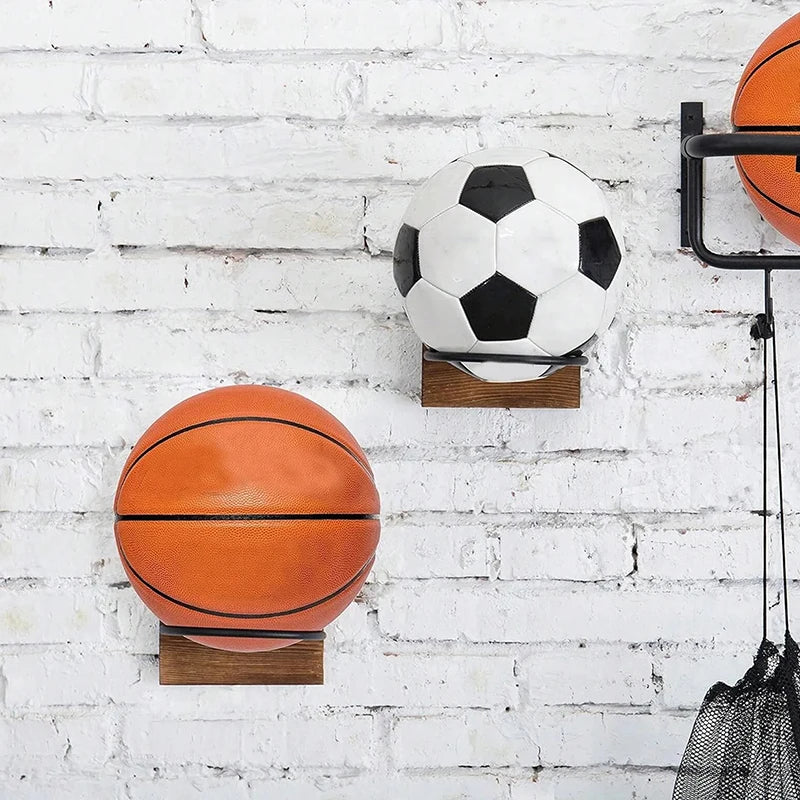 Wood Metal Ball Display Stand Soccer Wall Mount Wall Rack Storage Rack Ball Organizer Basketball Wall Mount Ball Wall Holder