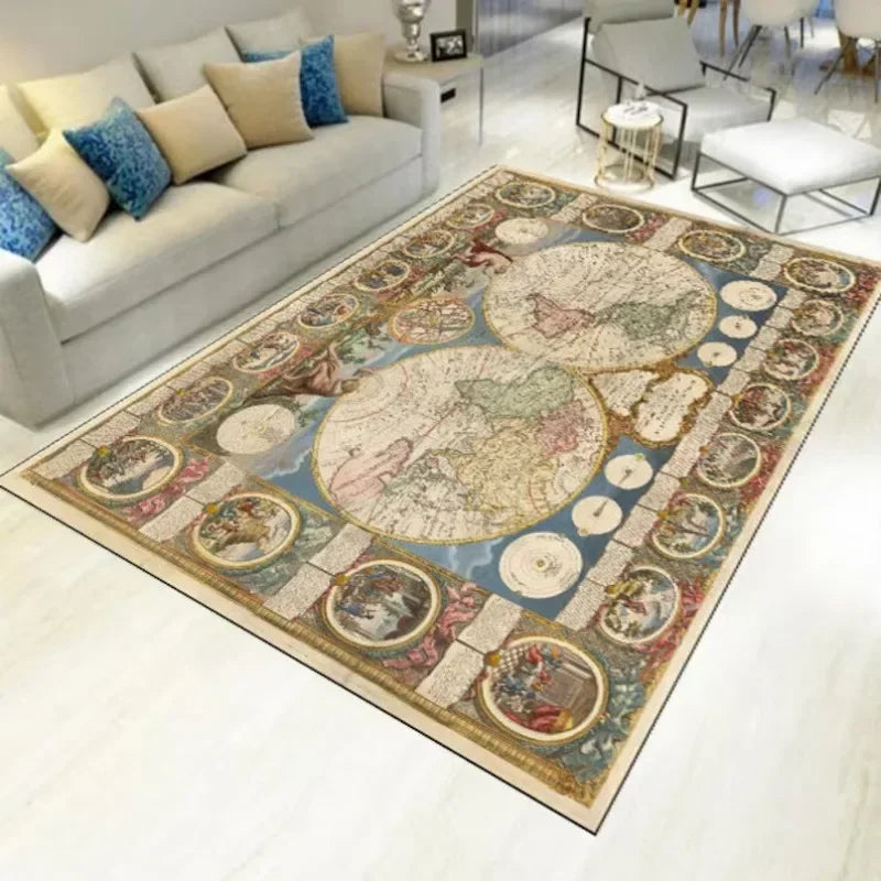 Map Pattern Carpets For Living Room Decoration Pirate Treasure Halloween Home Office Decorative Rugs Kitchen Bedroom Floor Mat