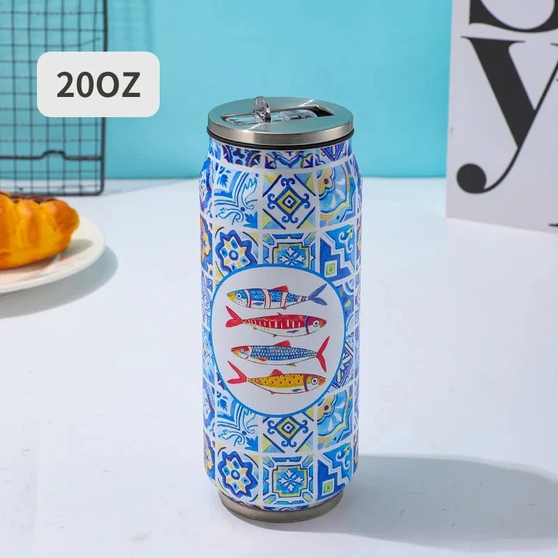 500ML 304 Stainless Steel Beer Cup Car Thermos Cola Can Cafe Beer Bottle Laser Printing Botella De Acero Inoxidable