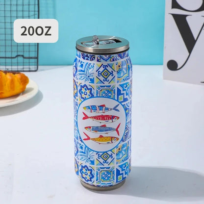 500ML 304 Stainless Steel Beer Cup Car Thermos Cola Can Cafe Beer Bottle Laser Printing Botella De Acero Inoxidable