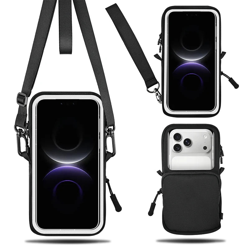 Haissky New Touch Screen Phone Bag For iPhone 17 16 15 14 13 Pro Max Air Plus With Adjustable Crossbody Lanyard Storage Pouch