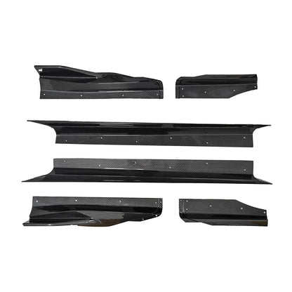For BMW M2 G87 2023-2025 Side Skirts With Winglet Extension Spoiler Protection Splitters Glossy Black Carbon Fiber Look