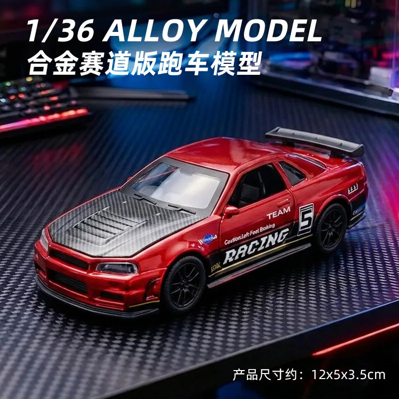 1:36 R34 MX5 RX7 AE86 Diecast Model Car Alloy Simulation Car Model for Display & Collection