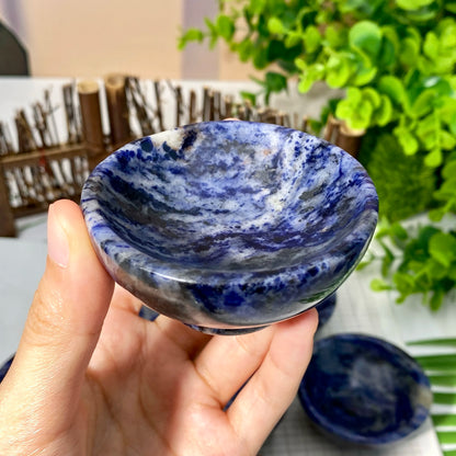 Random 1PC Blue Sodalite Stone Bowl -Suitable For Families,Offices,Restaurants And Commercial Spaces-Ideal For Multiple Purposes