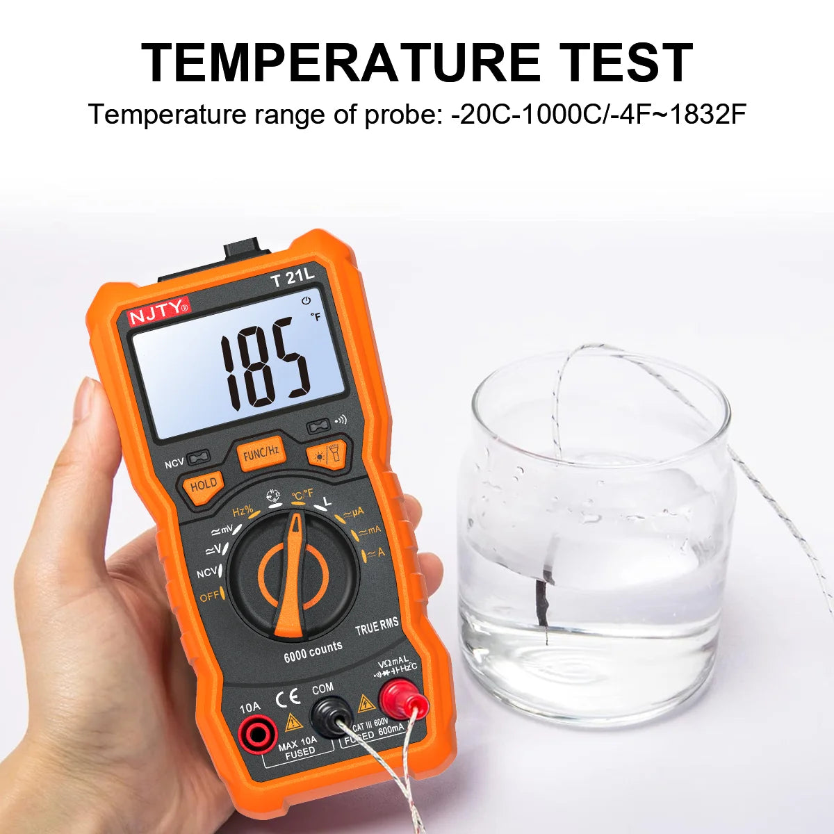 NJTY T21 Professional True RMS Digital Multimeter 6000 Counts True-RMS Auto/ Manual Range AC/DC Voltage Anti-Burn Voltmeter