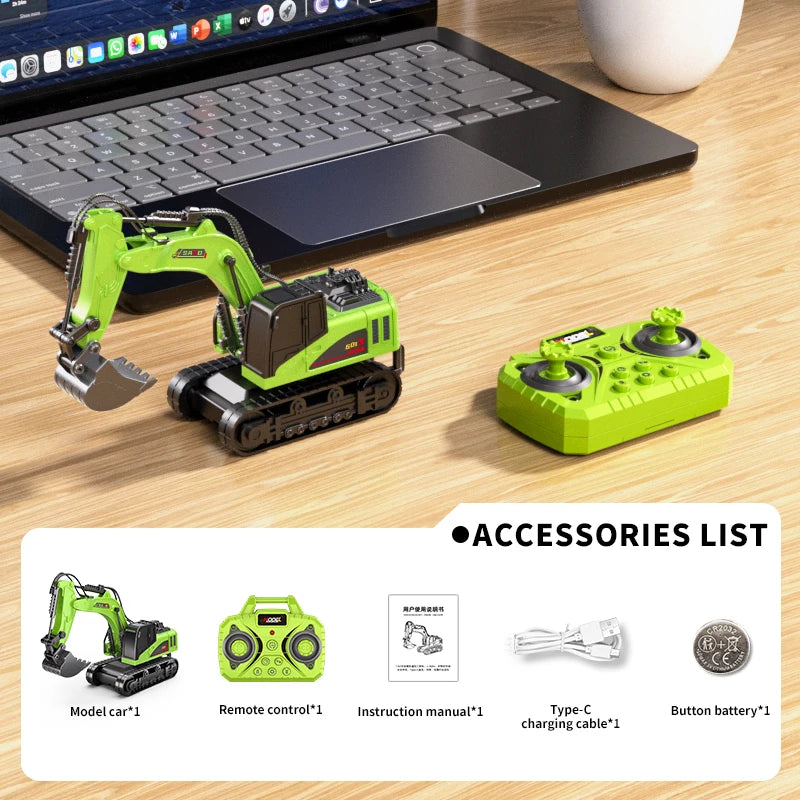 1:64 Mini Remote Control Alloy Excavator Truck Forklift with Trailer Worktop  Bluetooth 2.4GHz RC Car Child's Toy Holiday Gifts