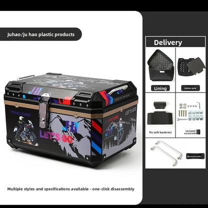 68L Electric Vehicle Trunk Large-Capacity Universal Motorcycle Tail Box Waterproof Electric Bike Delivery Storage Box