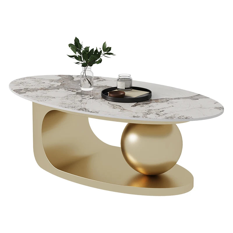 European Luxury Coffee Table Oval Modern Glam Premium Coffee Table Living Room Aesthetic Table Basse Design Home Furniture