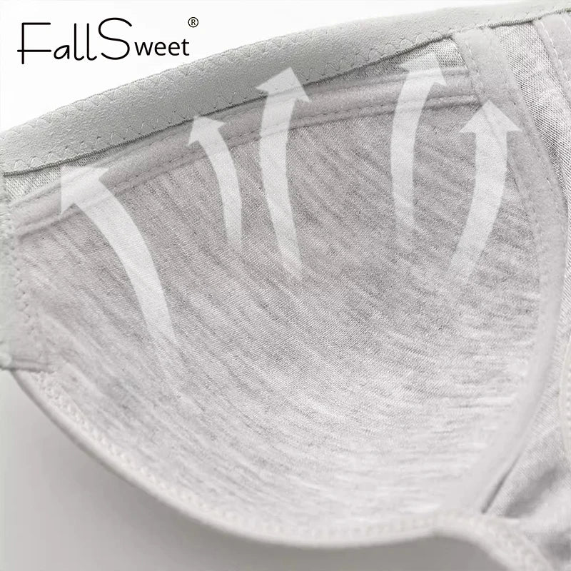 FallSweet Wire-Free Front Closure Bra for Women Seamless Full Coverage Bra Fixed Cups Large Size Comfort Underwear Mom Lingeries
