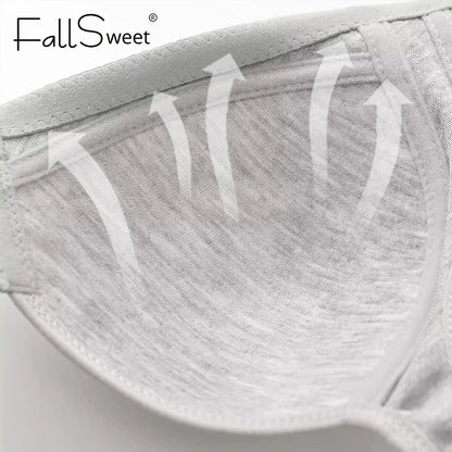 FallSweet Wire-Free Front Closure Bra for Women Seamless Full Coverage Bra Fixed Cups Large Size Comfort Underwear Mom Lingeries