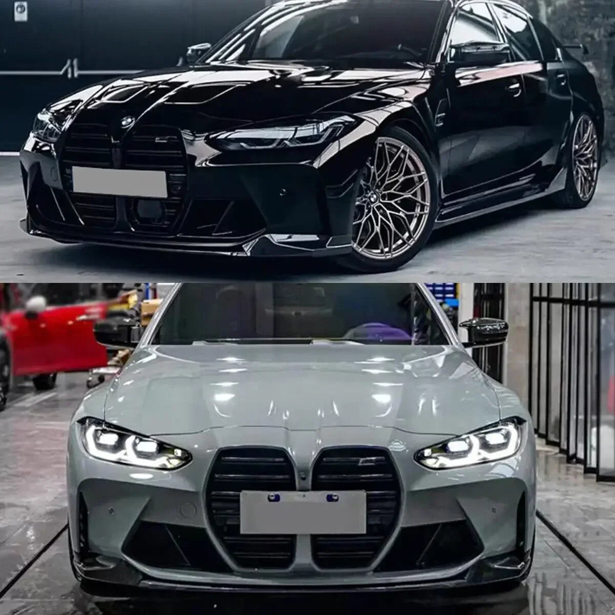 High Quality Glossy Black Carbon Fiber Look Car Front Splitter Bumper Lip Spoiler Lower Body Kit for BMW G80 M3 G82 G83 M4 2021+
