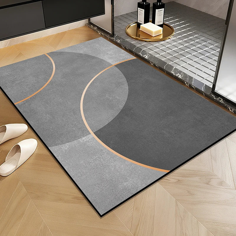 1 Elegant Style Diatomaceous Earth Material Machine Washable Rectangular Bathroom Mat, Absorbent Pad, and Entrance Door Mat