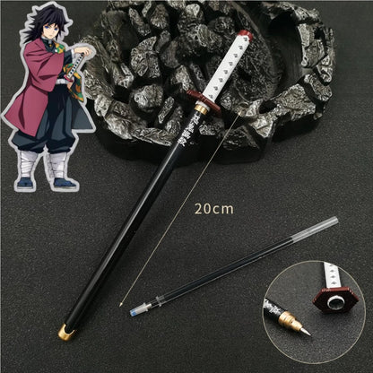 Anime Demon Slayer Nichirin Sword Katana Pen Kimetsu No Yaiba Giyu Refillable Gel Pen for Anime Fans Collection School Supplies