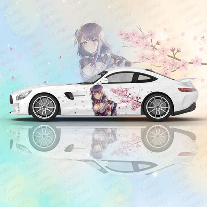 Genshin Impact Raiden Shogun Anime Car Body Stickers Anime Itasha Car Side Decal Sticker Car Body Sticker Car Body Decor Sticker