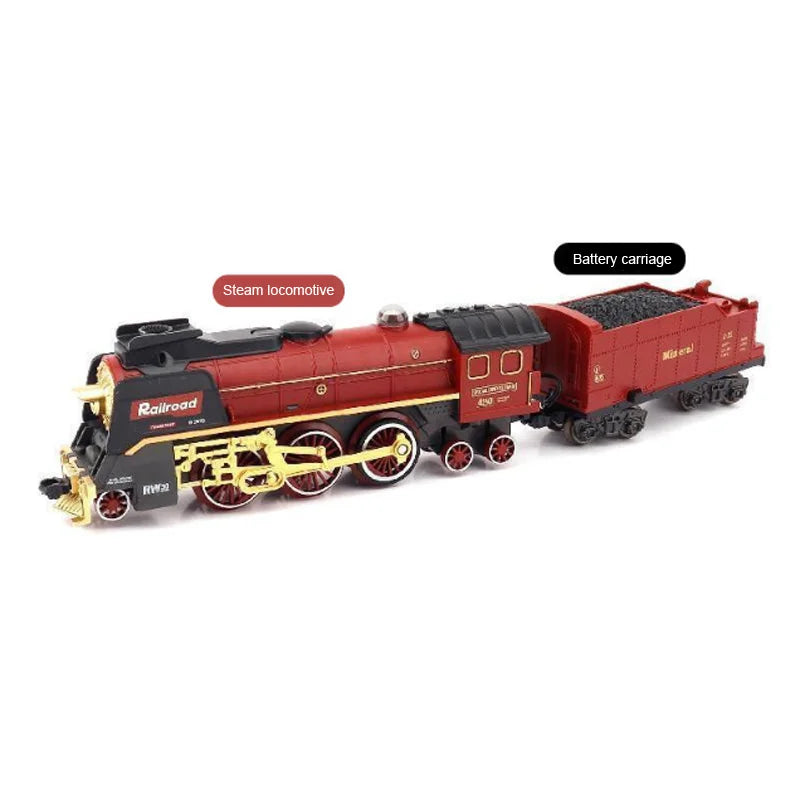 Vintage Steam Train Track Accessories Simulation Electric Train Model Retro Track Train Boy Toys Gift For Kids