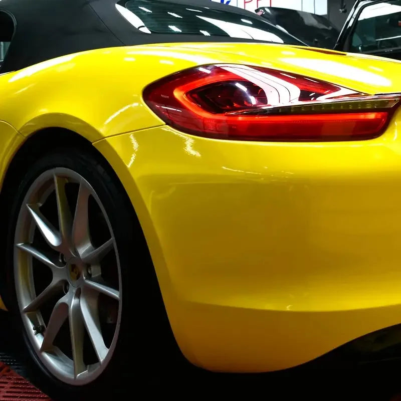 Premium Gloss Bright Yellow Vinyl Wrap Roll Self Adhesive Vehicle Car Decal Wrapping