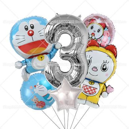 Doraemons Number 1-10 Balloons Girls Boys Birthday Decorations Baby Shower Gender Reveal Balloon Party Supplies Kids Toys Gift
