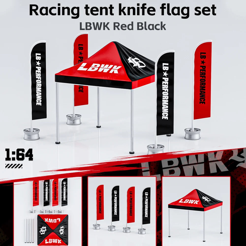 Kicarmod 1:64 DARWINPRO Battle Grey & LB Black & Red Tent Knife Flag Set - Scene Model Miniatures