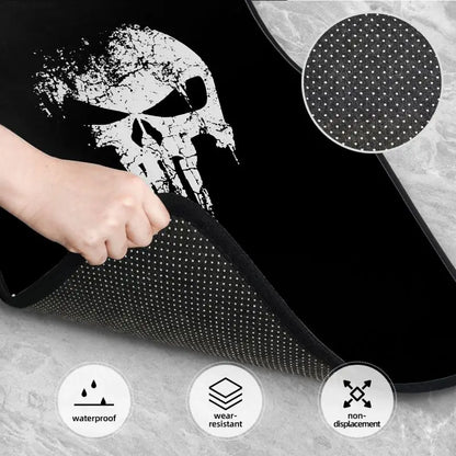 Skeleton Skull Car Floor Mats Set of 4 Pieces Heavy Metal Car Front and Rear Foot Mats Universal with Non Slip Rubber Backing