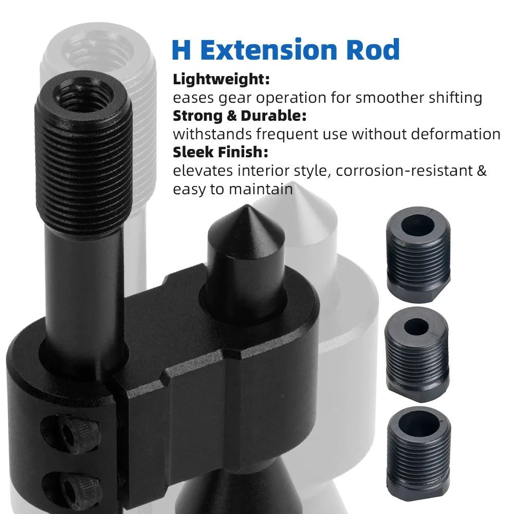 Car Aluminum H Type Gear Shift Knob Extension Adjustable Extender Shifter Lever Handle M18*1.5 M12*1.25 With Three Adapters