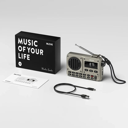 MLOVE BV800P Portable Bluetooth Speaker with FM Radio And MP3 Player Features USB TF Card AUX Antenna All-in-One Audio