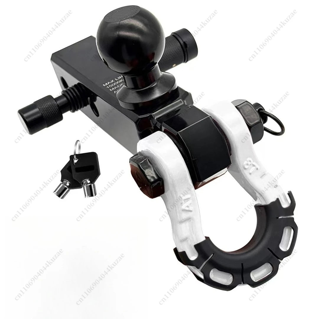 New Extended Off-Road Trailer Hitch with Ball Mount, Universal Square Receiver, High-Strength Solid Tow Hook