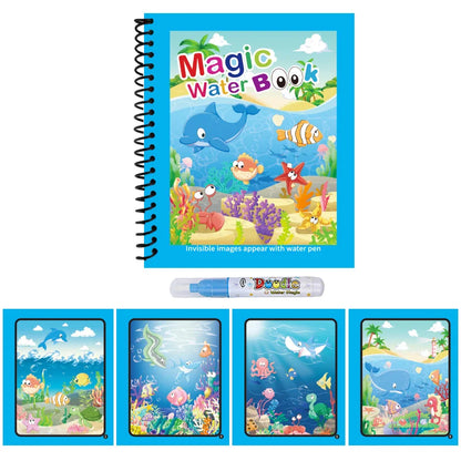 Magic Water Coloring Book With Refillable Water Pen Montessori Coloring Books Early Education and Learning Puzzle Drawing Toys