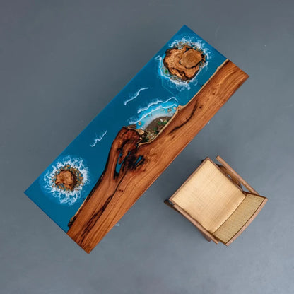 Waterfall epoxy resin wooden coffee table rosewood coffee table live edge epoxy resin coffee table