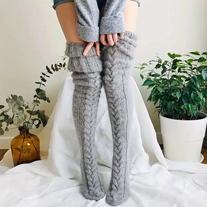 1 Pair Women Autumn Winter Thick Knitted Long Socks Warm Comfortable Available Multiple Colors over the Knee Stacking Socks