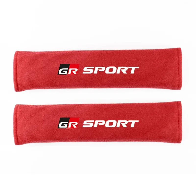 Fashionable Style 2Pcs Car Seat Belt Sleeve Cover Set for GR Sport Gazoo Racing Supra 86 RAV4 C-HR Auto Seatbelt Accessories