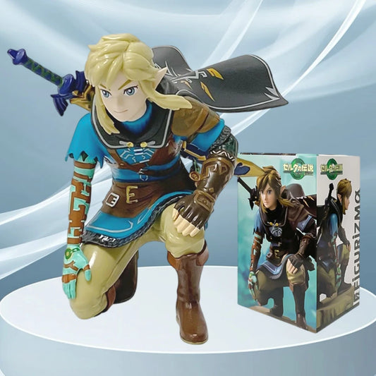 Anime 12cm Legend Of Zelda Link Kingdom Of Tears Squatting Position Figure Statue Game Pvc Handheld Models Toy Ornaments Gifts