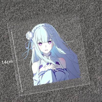 Emilia Re:Zero Anime Sticker, Waifu Vinyl Decal, Waterproof Decor for Motorcycle, Bicycle, Car, Laptop & Desktop