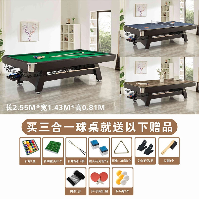 Household solid wood pool table automatic return American black eight indoor pool table multi-functional three-in-one marble tab