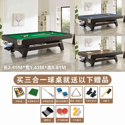 Household solid wood pool table automatic return American black eight indoor pool table multi-functional three-in-one marble tab