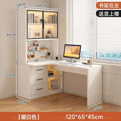 L Shaped Bookcase Integrated Computer Desk Corner Student Bedroom Home Simple Office Writing Desktop E-sports Computer Table