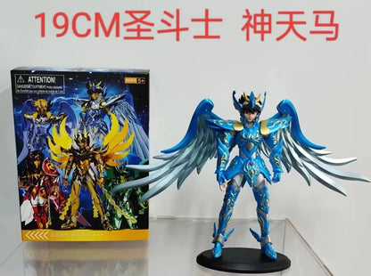 19CM Anime Figure Phoenix Ikki Hyoga Seiya Shiryu Standing Armor Model Children's Toys PVC Box Desktop Collection Decoration