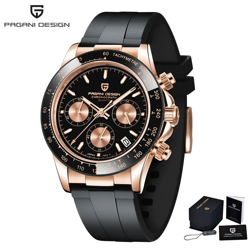 PAGANI Design PD1644 Men Quartz Watches Top Brand Luxury Sports Sapphire Stainless Steel Waterproof Chronograph Reloj Hombre