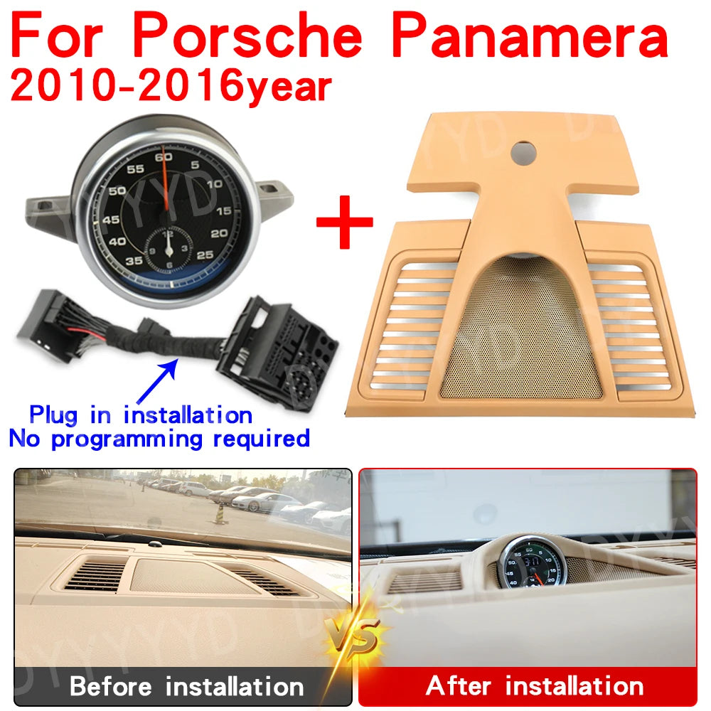 Car Stopwatch Chrono For Porsche Panamera 970 2010-2016 Stop Watch Clock Interior Dashboard Cover Compass Electronic Meter Clock