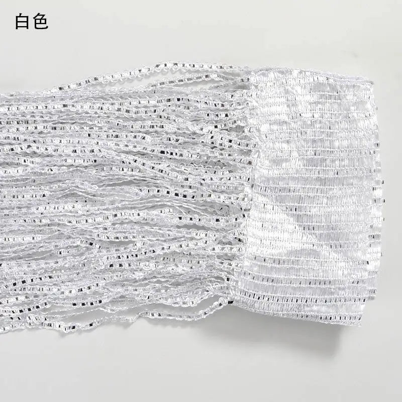 1pcs/set 100x200cm Premium Glitter String Curtain with Silver Ribbon & Sparkling Fringe - Decorative Window/Room Curtain + Rod