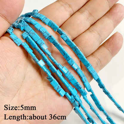 Blue Turquoise Stone Bead Irregular Round Oval Square Heart Loose Spacer DIY Beads Fit Jewelry Making Bracelet Necklace Handmade